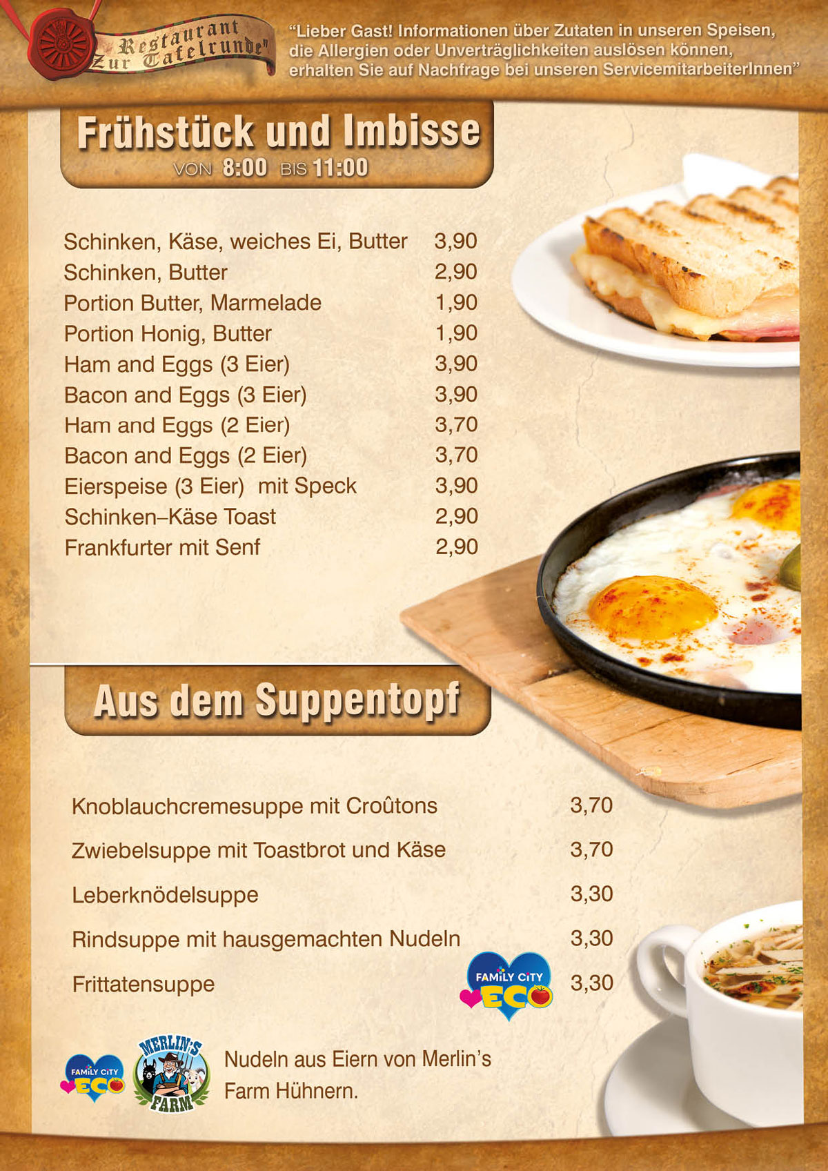 Speisekarte "Zur Tafelrunde" – Family City (3)