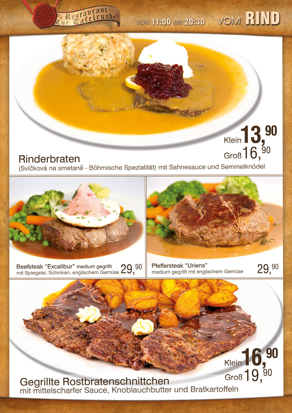 Speisekarte "Zur Tafelrunde" – Family City (4)