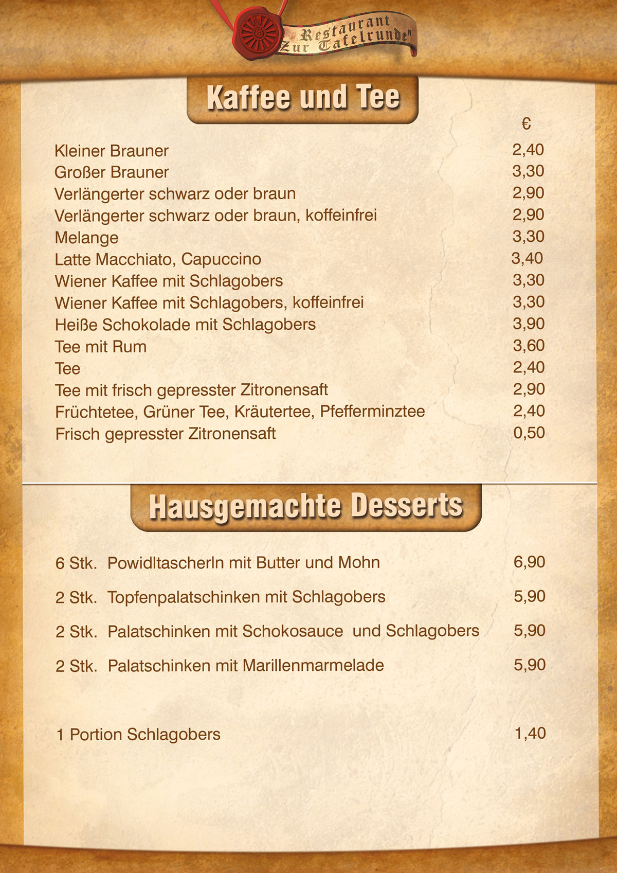 Speisekarte "Zur Tafelrunde" – Family City (16)